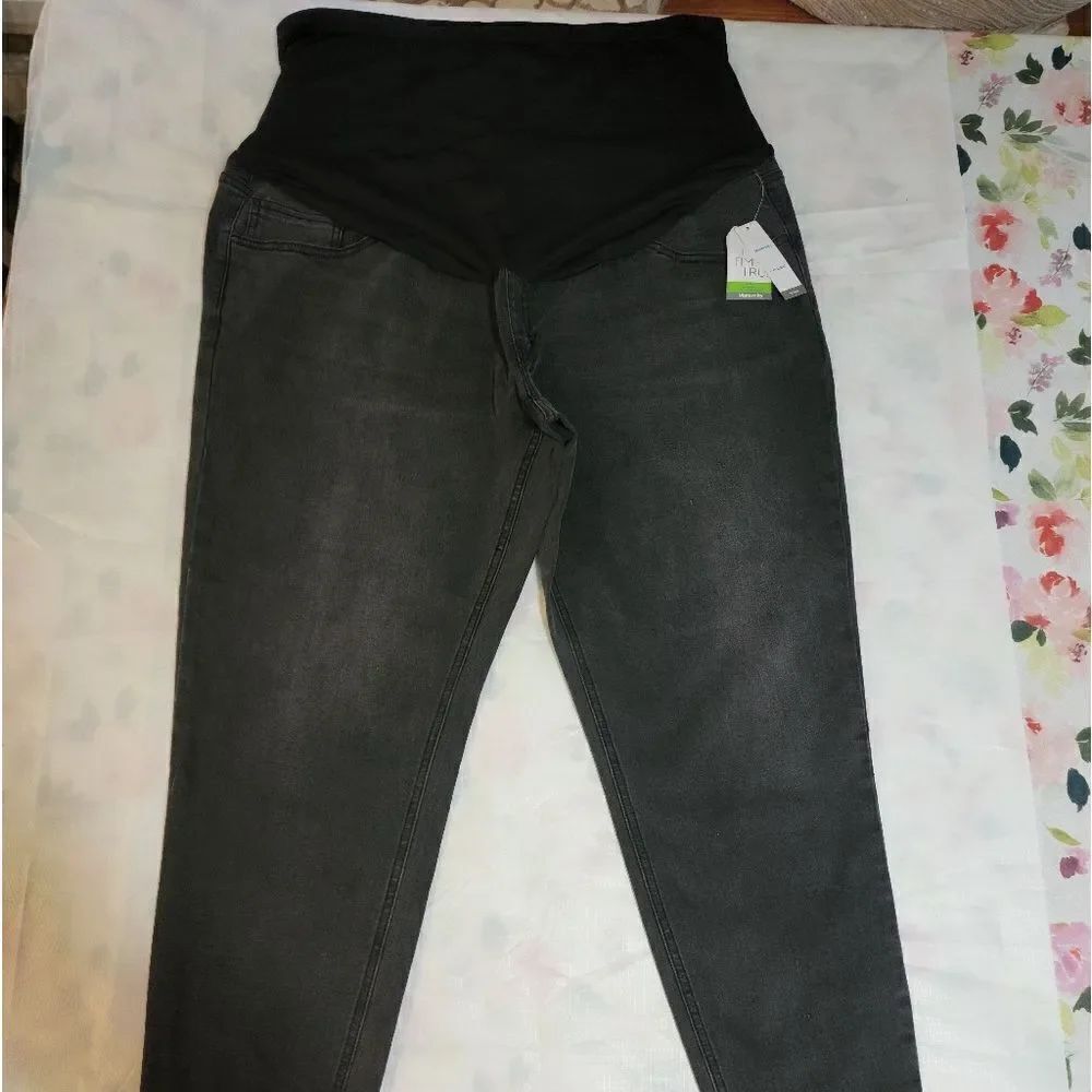 Nwt Time and Tru Women's Maternity Skinny Jeans, Charcoal Grey